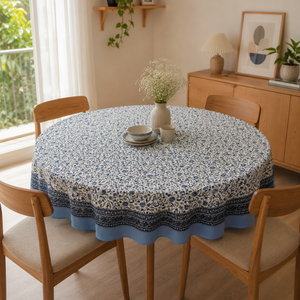 Handcrafted Block Printed Floral Elegant Cotton Dining <b>Table</b> <b>Cover</b>-Customizable Durable Eco-Friendly for Wedding Home Use - Product Image 5