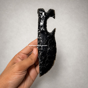 Sculpture de couteau en obsidienne noire, faite à la main, forme libre, objet de collection, qualité supérieure, figurine en pierre précieuse de 6 pouces - Product Image 3