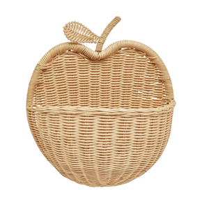 Panier de rangement mural en rotin fait main en forme de pomme pour enfants, décoration écologique, vente en gros, usine du Vietnam - Product Image 1