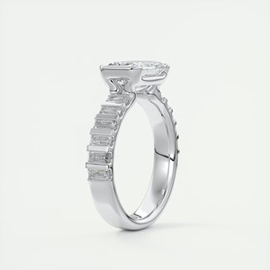 <b>Emerald</b> Cut Lab Grown Diamond <b>Ring</b> 2.07CT 925 <b>Silver</b> Half Bezel 3MM Band Elegant Minimal Statement Daily Jewelry - Product Image 2