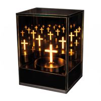 Lanterne Solaire de Tombe Effet Miroir Infini 3D, Lampe LED Solaire en Forme de Croix pour Cimetière, Lumière Commémorative Extérieure, Vente en Gros