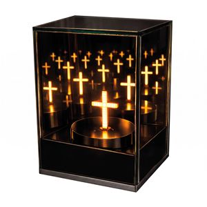 Solar-Grablaterne mit 3D-Infinity-Spiegel, Solar-LED-Kreuz, Friedhof-Gedenkbeleuchtung für den Außenbereich, Großhandel - Product Image 1