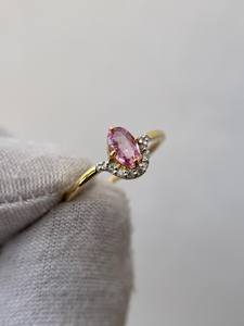 แหวนพลอยไพลินสีชมพู เงินแท้ 925 ชุบทอง 14K รูปทรงวงรี ของขวัญวันครบรอบแต่งงานสไตล์วินเทจ - Product Image 2