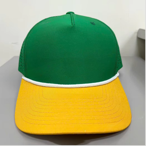 Wholesale Custom Logo Two Tone Perforated Golf Cap 5 Panel High Profile <b>Waterproof</b> Rope <b>Hat</b> with Laser Cut Holes Performance <b>Hat</b> - Product Image 1