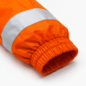 <b>Heavy</b> <b>Duty</b> Hi Visibility Polyester Workwear Safety Jacket Reflective <b>Tape</b> Hood Dual Chest Pockets Side Hand Pockets Elastic Cuff - Product Image 6