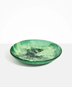 Bol en bois fait main durable et non toxique, vert turquoise sous glaçure, design moderne, plat de service pour salade, idéal pour offrir, motif floral - Product Image 5
