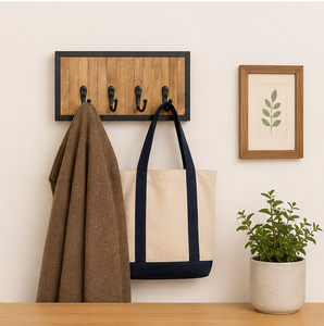 Rustic Wooden Key Holder For Wall With 4 Metal <b>Hooks</b> Decorative Entryway Organizer Rack For Home & Office Mudroom Storage - Product Image 4