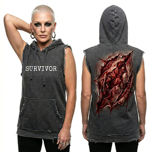 Sweat-shirt à capuche court personnalisé pour femme, imprimé graphique silhouette coucher de soleil vieilli, thème Walking Dead, style streetwear, couleur pêche-orange - Product Image 3