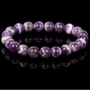 Chakralume Natural Amethyst Ball-Shaped <b>Beaded</b> <b>Bracelet</b> for Healing Reiki Energy Jewelry Unisex Gift 8mm Wholesale - Product Image 6