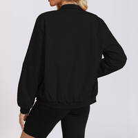 Blouson bomber pour femme à manches longues avec fermeture éclair, couleur unie, coupe-vent, pour l'automne