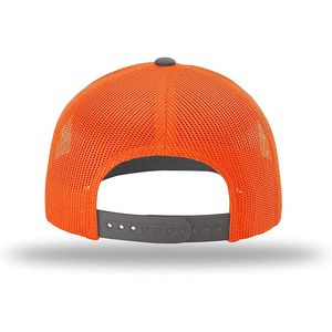 Casquette Trucker Unisexe en Tissu Mesh 6 Panneaux Taille Ajustable Gris Orange Color Block Décontractée Printemps-Été - Product Image 5