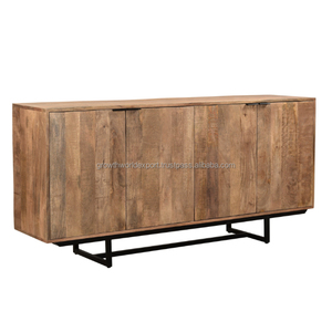Best 2025 Quality Industrial Wooden <b>Sideboard</b> With 4 Wooden Door And With iron Stand <b>Sideboard</b> Handmade Living Room Furniture - Product Image 5