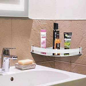 PROMIXO Classic 304 Stainless Steel <b>Wall</b> Mounted Bathroom Corner Shelf Single Tier <b>Storage</b> <b>Rack</b> Rustproof Bathroom Organizer - Product Image 1