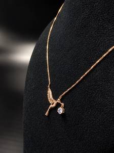 925 Sterling Silver CZ Bird <b>Pendant</b> <b>Necklace</b> <b>Rose</b> <b>Gold</b> Plated Box Chain Trendy Women's Jewelry - Product Image 3