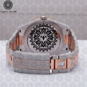 Montre pour homme Charm Jewells en acier inoxydable, boîtier de 40 mm, accents de diamants, analogique, luxe, mode, mouvement mécanique, date automatique, fonction push - Product Image 2