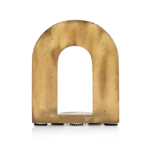 Figura Metálica Redonda Contemporánea, Soporte para Libros de Primera Calidad, Aluminio Chapado en Oro, Hecho a Mano, Moderno y Elegante para Estudiantes y Profesores - Product Image 1