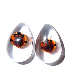 Cabochon Six Star Ladybird Beetle Pear Shape cut <b>top</b> 25x17 mm Clear Flat Bottom for Crafts and Jewelry Making - Product Image 1