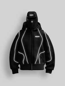 Blouson zippé intégral personnalisé pour homme en polyester et coton, style streetwear décontracté, avec cagoule intégrée et poignets. - Product Image 5