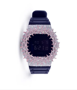 Reloj Digital de Lujo con Incrustaciones de Diamantes, Puntas Irregulares, Caja de Acero Inoxidable, Detalles de Moissanita, Resistente al Agua 10 Bar - Product Image 1