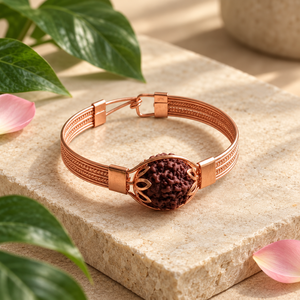 Bracelet chaîne en or rose plaqué or, avec pierres naturelles et perles ovales, jonc minimaliste pour femme - Product Image 5
