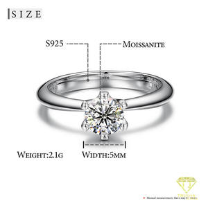 Anillo Solitario de Moissanita VVS de Corte Redondo, Plata de Ley 925, Engaste Clásico con Puntas, Elegante Joyería de Compromiso y Boda para Mujer - Product Image 5