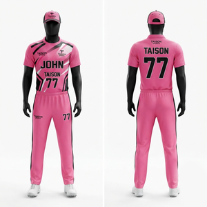 Uniforme de Cricket Premium de Poliéster de 140g, Manga Corta, Color Negro Sólido, Logotipo Personalizado por Sublimación, Kit de Equipo con Protección Anti-encogimiento - Product Image 4