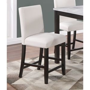 Modern 5pc Counter Height <b>Dining</b> Set Faux Marble <b>Top</b> Kitchen Dinette <b>Table</b> with 4 High Chairs White Faux Leather Cushions Seats - Product Image 6