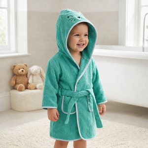 Peignoir pour enfants unisexe, mignon, doux, absorbant, léger, lavable en machine, 100% coton peigné, qualité supérieure, écologique, portable - Product Image 6