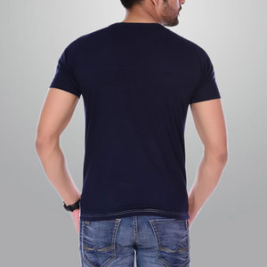 T-shirt à manches courtes pour homme, col rond, color block, bleu marine, blanc, bordeaux, coupe classique, décontracté - Product Image 2