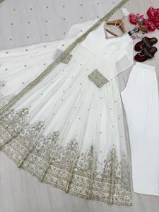 Nuevo Vestido Largo de Fiesta para Mujer, Sin Arrugas, de Faux Georgette, con Bordado Intenso, Lentejuelas de 3mm y Dupatta - Product Image 4