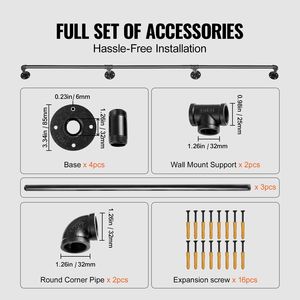 Corrimano per Scale in Tubo d'Acciaio al Carbonio Industriale da 11 Piedi, Capacità di Carico 440 LBS, Dispositivo di Assistenza per Scale Interne - Product Image 3