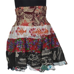 New Gypsy Indian Mini <b>Skirt</b> Boho Stylish Patch Cotton Summer Work Festival Wear with Printed Rara Hippy Mini Sexy Apparels - Product Image 1