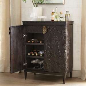 Meuble bar encastré vintage en teck avec casier à vin à 4 compartiments et rangement - Product Image 1