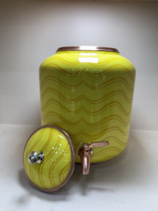 Handcrafted Pure <b>Copper</b> Water Dispenser with Leak-Proof Brass Tap 11L Enameled Decorative Matka for Home & Office - Product Image 4