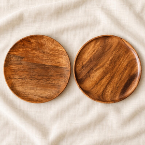 Platos de Madera para Cena, Platos para Servir Hechos a Mano, Vajilla Rústica de Madera, Platos Grandes para Ensalada - Product Image 2