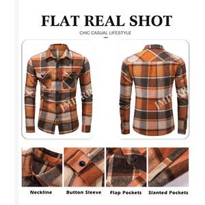 2025 camisas de franela para hombre, chaqueta informal de algodón a cuadros con botones y bolsillos, ligera - Product Image 2