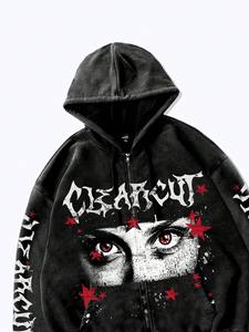 Sweat à capuche zippé pour homme, effet délavé, coupe oversize, style streetwear, décontracté, pour la gym, en coton épais, coupe ample pour l'hiver - Product Image 6