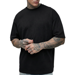 T-shirt en coton uni bleu marine à col rond et manches courtes pour homme, coupe classique, style décontracté - Product Image 2