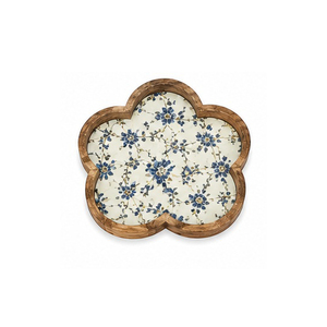 Bandeja de Almacenamiento de Madera con Diseño Floral, Borde Tallado, Acabado Barnizado, Diseño Moderno y Lujoso, Multifuncional, Apta para Lavavajillas, para Cocina - Product Image 1