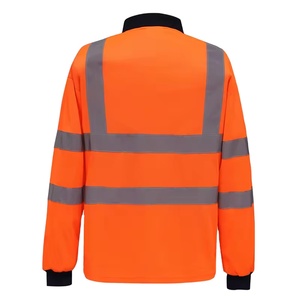 Men's High Visibility Reflective Safety <b>Polo</b> Shirt Long Sleeve Solid Color Knitted Polyester Casual Plus Size <b>Orange</b> Yellow - Product Image 1