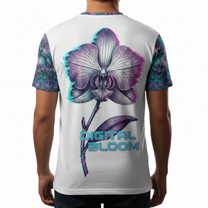 Camiseta Casual de Punto Sublimado de Alta Calidad con Estampado de Flor de Orquídea, Manga Corta de Poliéster, Diseño Gráfico Personalizado - Product Image 5