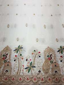 Tissu brodé perlé personnalisé, tissu à sequins, tissu dentelle, tissu organza pour kaftan, abaya, robe, textile, exportateur et acheteur en gros - Product Image 3