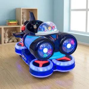 Manège pour enfants en forme d'avion de dessin animé attrayant, finition noire, éclairage vibrant, excellente musique, durable, ne se décolore pas, en métal. - Product Image 4
