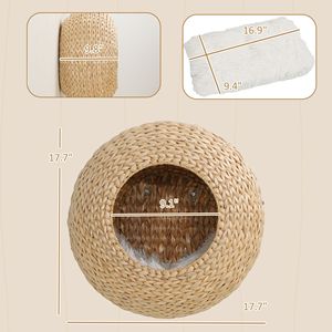 Cuccia per Gatti da Parete in Legno Naturale con Cuscino Lavabile, Mensola Rettangolare per Gatti da Interno in Legno di Abete - Product Image 3