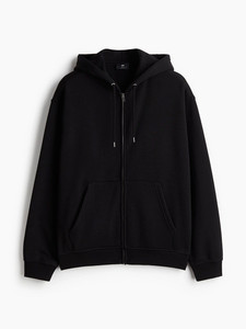 Men's Black Hooded <b>Zip</b>-<b>Up</b> Sweatshirt Regular Fit Cotton Fleece Casual Autumn Streetwear Zipper Hoodie - Product Image 6