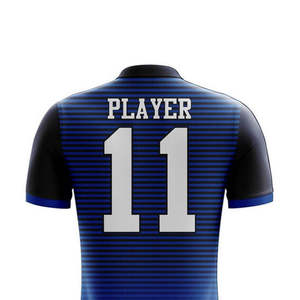 Custom Sublimation Soccer Jersey Set Men's Blue Striped V-Neck Short Sleeve Moisture Wicking <b>Athletic</b> Uniform Adult Team Wear - Product Image 6