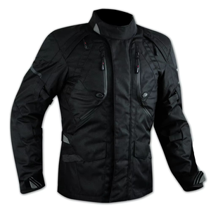 Blouson de moto pour homme noir, rouge et blanc, coupe-vent, style motard, col montant, fermeture éclair, coupe droite - Product Image 4