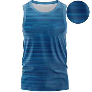 <b>Men</b> 100% Polyester Breathable Sublimation Quantity Print Summer OEM Fitness Gym Tank Tops Custom Made Vests <b>Singlets</b> Sports - Product Image 1