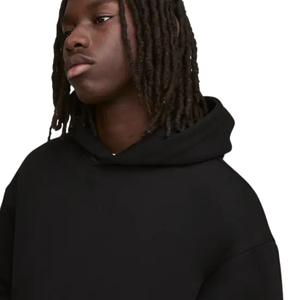 Sweat-shirt à capuche structuré sans cordon pour homme, col montant, coupe ample, poche kangourou, style décontracté, fabricant OEM - Product Image 3