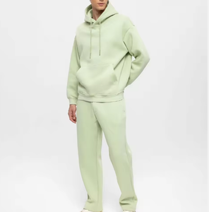 ชุดวอร์มมีฮู้ดสีพื้นสำหรับผู้ชาย เสื้อสเวตเชิ้ตลำลองขนาดใหญ่และกางเกงจ็อกเกอร์ ชุดลำลองสำหรับออกกำลังกาย 2 ชิ้น - Product Image 6